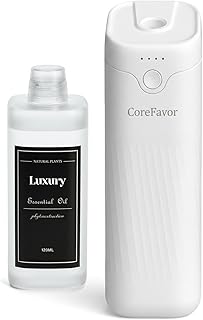 Waterless Essential Oil Diffuser, 4.06fl oz(120ml) Portable Battery Operated Cold Air Aroma Scent Machine, 4 Intensity Levels, Quiet Diffuser for Bedroom Office Bath Car (White-Luxury1)