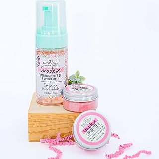 Bella & Bear Goddess Mini Bath & Body Gift Set with 2 in1 Foaming Shower Gel & Bubble Bath, Lip Scrub, Lip Butter - Gift - Teens - Tweens - Women