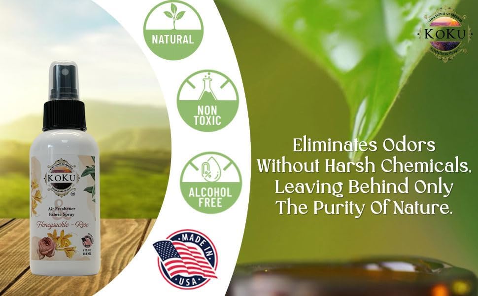 Honeysuckle Rose Air Freshener - Room Spray - Odor Eliminator - Deodorizer - Car Air Freshener - Home Spray - Linen Spray - Fabric Refresher - Non-Toxic - Alcohol Free - Made in USA (4 Oz)
