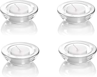 4 Pack,Clear Tealight Candle Holders, 3" Round Chunky Glass Candle Holder