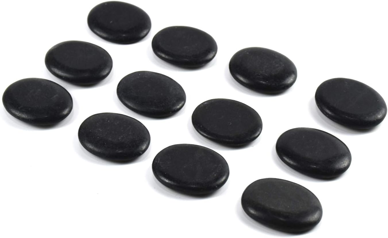 12Pcs Small Hot Massage Stones Set Natural Lava Basalt Heated Warmer Stone for Spa Massage Black 1.18 x 1.57 in(3x4cm)