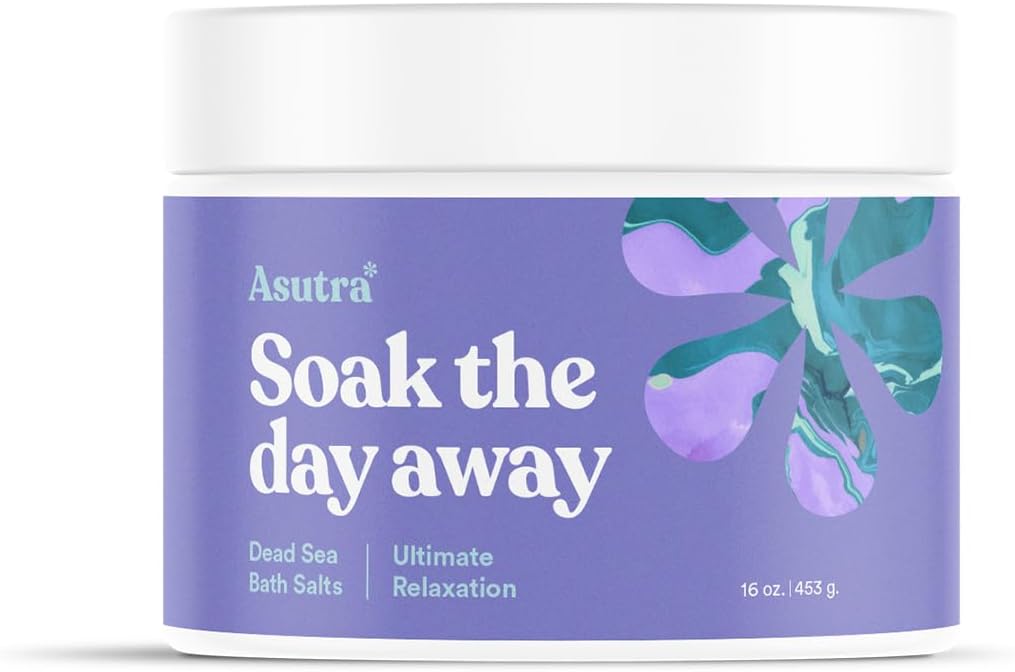 Asutra Soak The Day Away Dead Sea Bath Salts for Ultimate Relaxation - 1 Pound