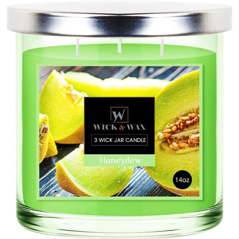 VeZee's 3 Wick 14 oz Honeydew Scented Jar Candles by Wick & Wax