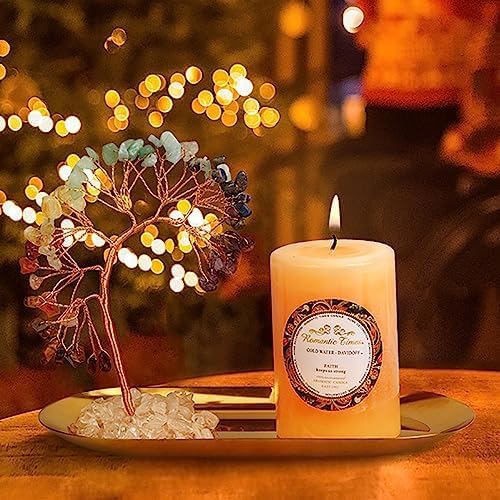 ZenBless 7 Chakra Healing Crystal Tree Incense Holder Palo Santo Sage Burner Brass Ash Catcher for Incense Sticks Coil Cones Yoga Meditation Zen Spiritual Room Home Decoration (Oval)