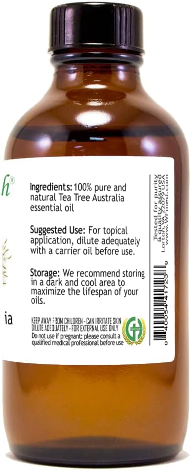 Tea Tree Essential Oil (Australia) – 4 fl oz (118 ml) Glass Bottle w/Cap – 100% Pure Essential Oil – GreenHealth