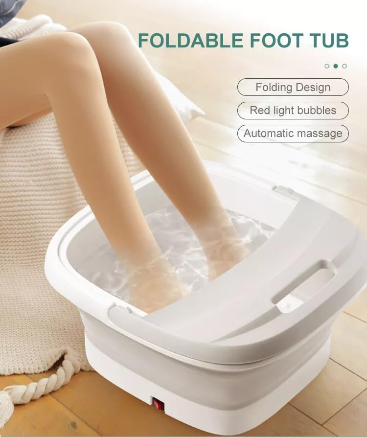 Collapsible Pedicure Foot Spa Electric Foot Bath Spa with Heat and Massage, Bubble, Foot Massager Spa for Feet Stress Relief Soaker Home Basin