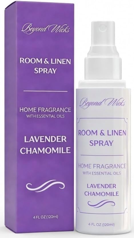 Lavender & Chamomile Room and Linen Spray – Lavender Room Spray with Essential Oils – Air Freshener Spray – 4 fl oz (120 ml) by Beyond Wicks