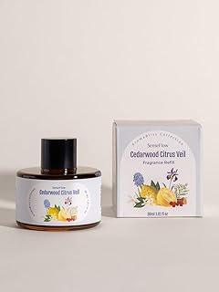 Waterless Diffuser Oil Refill 1.02oz/30ml, Essential Oil Refill for SF101/SF101S Aroma Diffuser, Covers 1000 Sq Ft, 120-Day Natural Scent 1 Pack, Cedarwood Citrus Veil