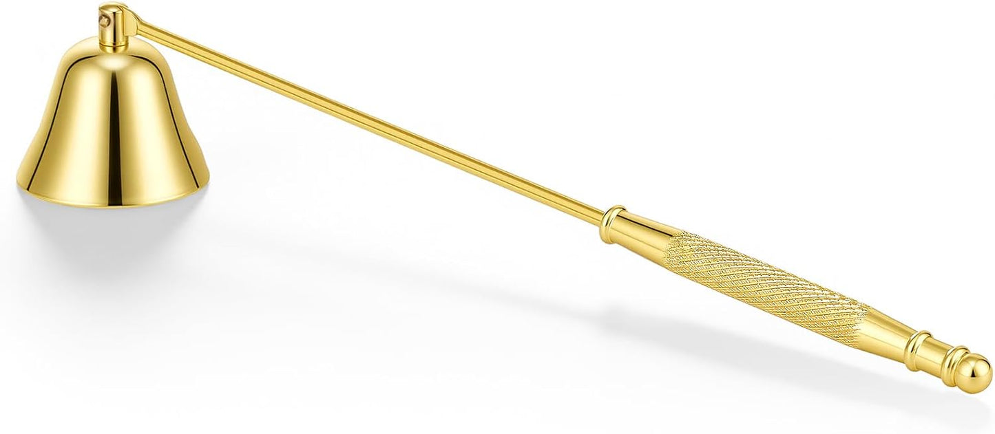 Vaincre Stainless Steel Candle Snuffer - Gold Candle Extinguisher with Long Handle, Decorative Snuffer Accessory for Putting Out Wick Flame Safely