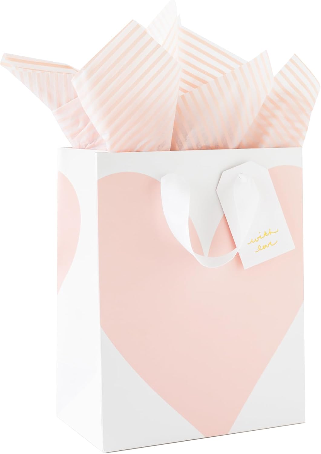 Sugar Paper Gift Bags Set, Medium Gift Bag with Ribbon Handles, Two Tissue Sheets and Foil Letterpress Gift Tag, Premium Gift Wrapping Supplies for Birthdays and Celebrations, 10 x 8 x 4.5 Inches