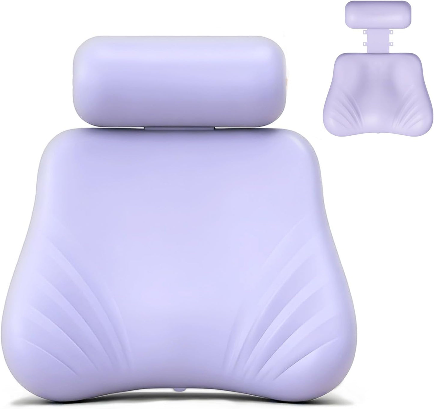 Silicone Bath Pillow, Upgraded Bath Pillows for Tub, Adjustable Height Bathtub Pillow for Head and Neck, 4D Luxury Tub Pillow Skin-Friendly Large Suction Cups Stability, Spa Relaxation-Purple