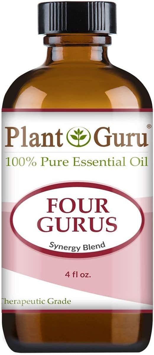 Four Gurus Essential Oil Blend 4 oz Bulk 100% Pure Natural Therapeutic Grade Blended with Clove, Cinnamon, Lemon, Rosemary Eucalyptus for Aromatherapy Diffuser and Immune Support