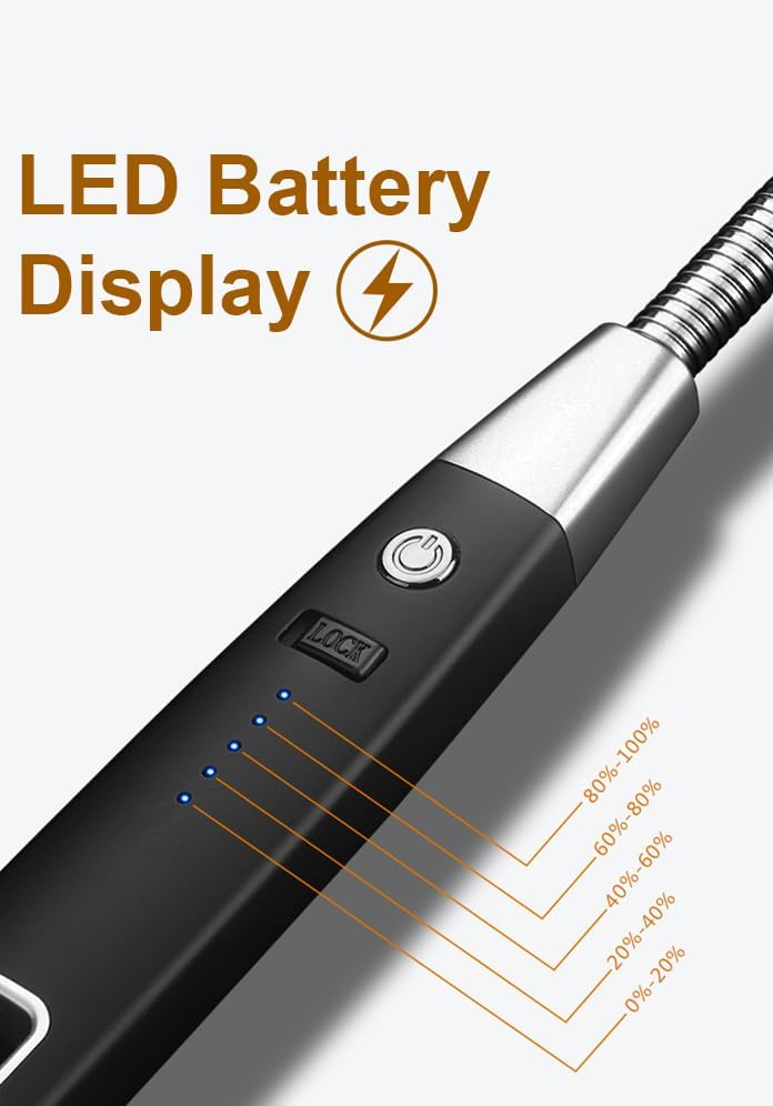 Outset Rechargeable Arc Lighter with Flexible Neck for Grill, Candles, and Fireplace