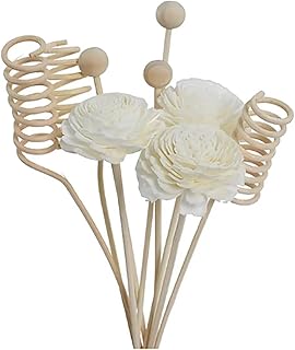 Reed Diffuser Sticks Set, 9 Pcs Rattan Reed Fragrance Diffuser and Artificial Flower Replacement Refill Rattan Sticks for Home Office Decor