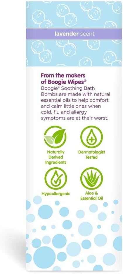 Boogie Kids Bath Bombs, Naturally Derived, Made with Aloe and Calming Vapors, Lavender, 3 Bath Bombs, 2.8 oz, Pack of 1