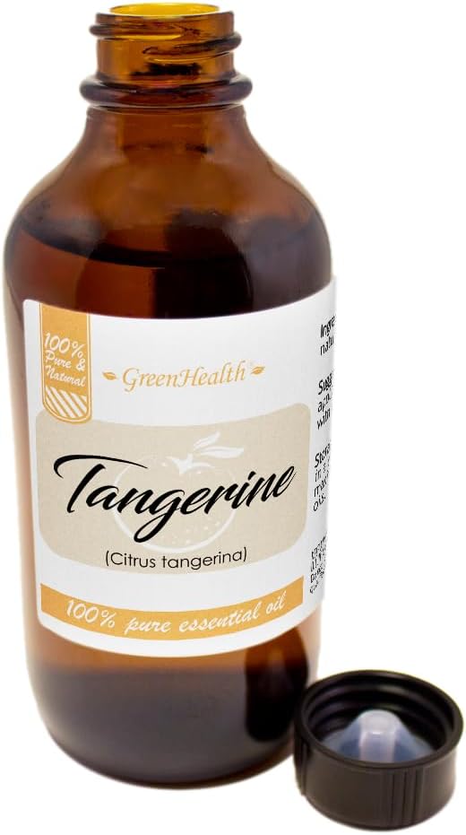 Tangerine Essential Oil – 4 fl oz (118 ml) Amber Glass Bottle w/Cap – 100% Pure Essential Oil – GreenHealth
