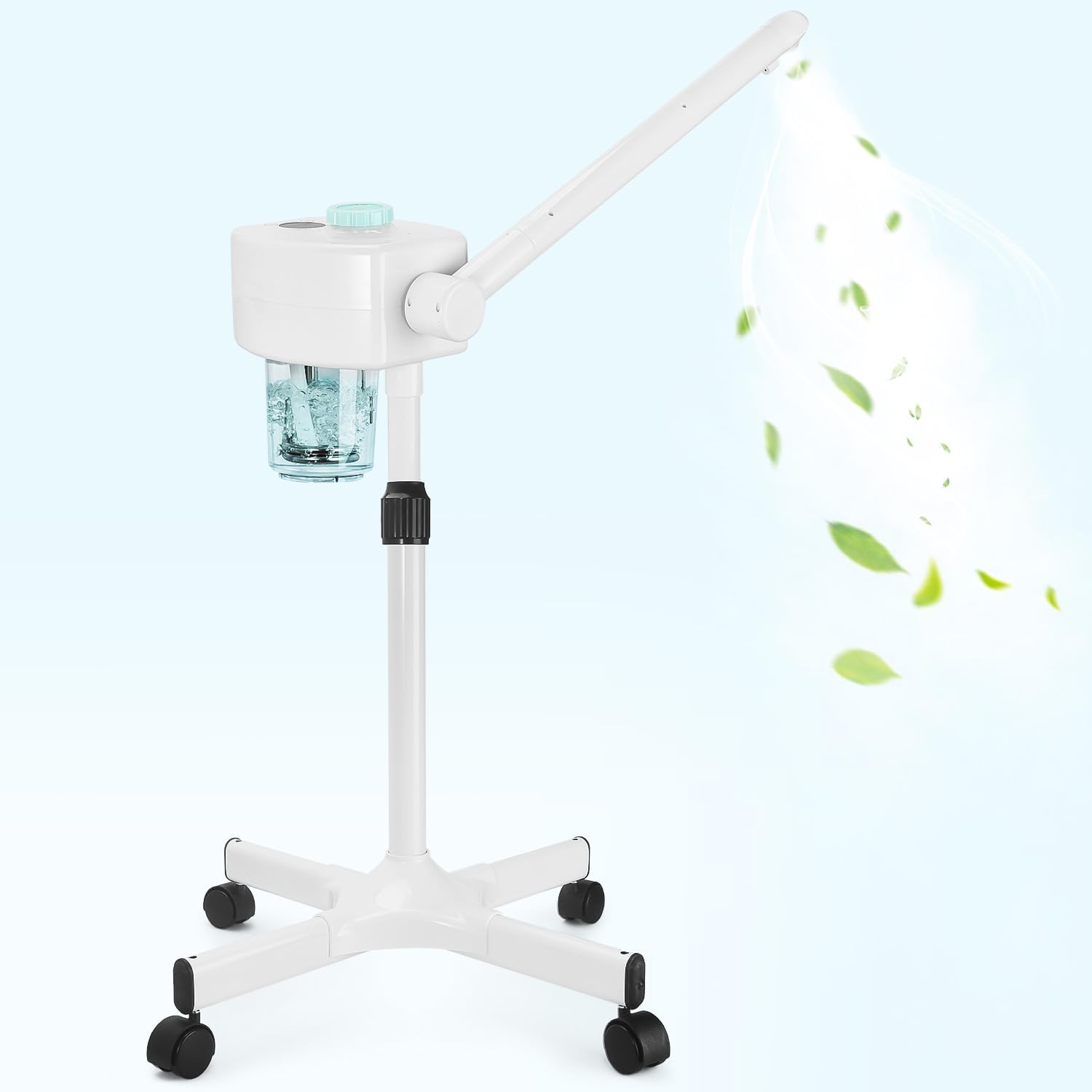 Professional Facial Steamer, Vaporizador Facial Steamer for Esthetician, Face Steamer on Wheels, Rocker Arm/Preheat/Hot Mist Adjustment/Timer Function, Facial Steamers for Home Salon Spa Skin Cleaning