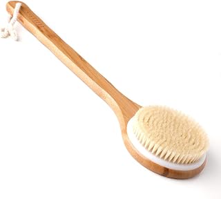 Body Brush Dry Brushing Back Scrubber Shower Bath Brush Bamboo Wood Long Handle Natural Bristles exfoliating Massage Improve Blood Circulation Cellulite