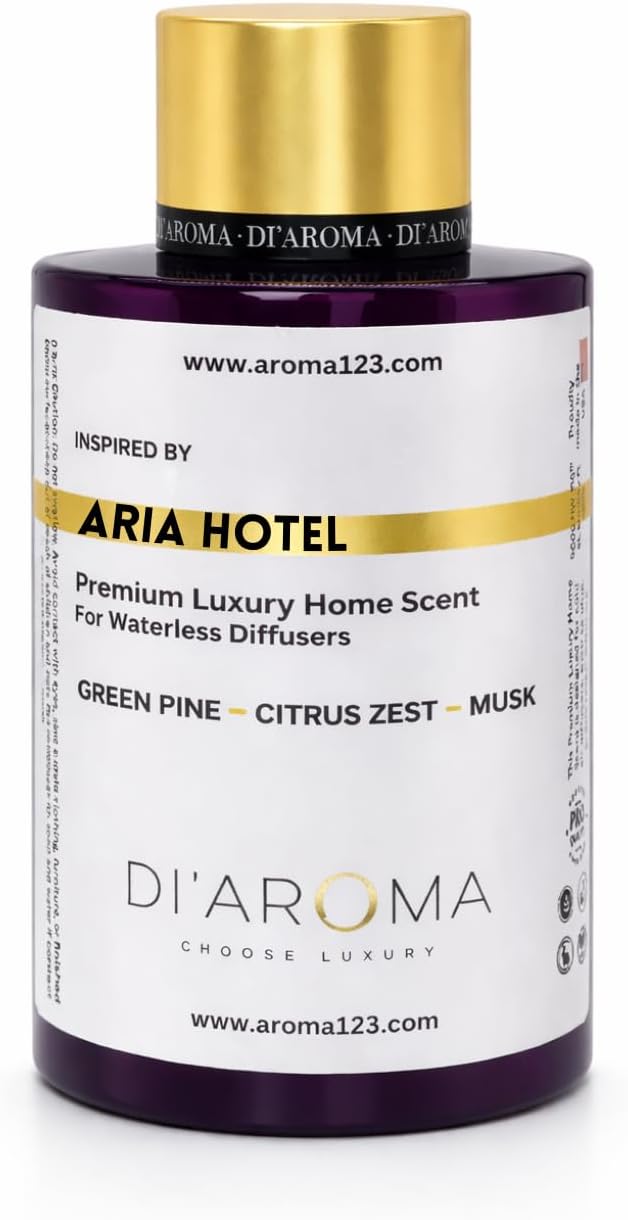 Di’Aroma Luxury Aria Hotel Resort Collection Fragrance Oil, Diffuser Oil for Waterless & Cold-Air Diffusers, Premium Air Freshener, Long-Lasting Home & Business Scent, Made in USA (120ml, Aria Hotel)