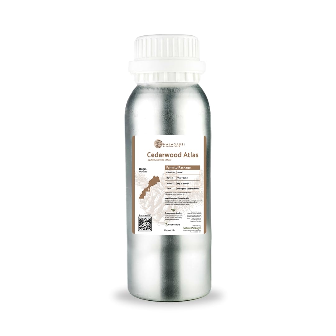 Pure Cedarwood (Atlas) Essential Oil (2lbs) - Direct from Malagassi Essential Oils Farm in Morocco - Essential Oils for