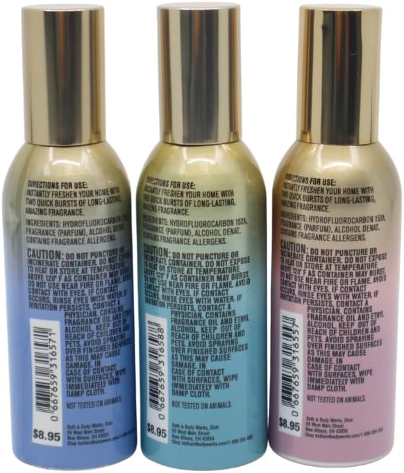 Bath & Body Works LAUNDRY DAY, CHAMPAGNE TOAST, ENDLESS WEEKEND Concentrated Room Spray 3pc bundle Gift Set with a Blue Bow for Holiday 1.5 oz each