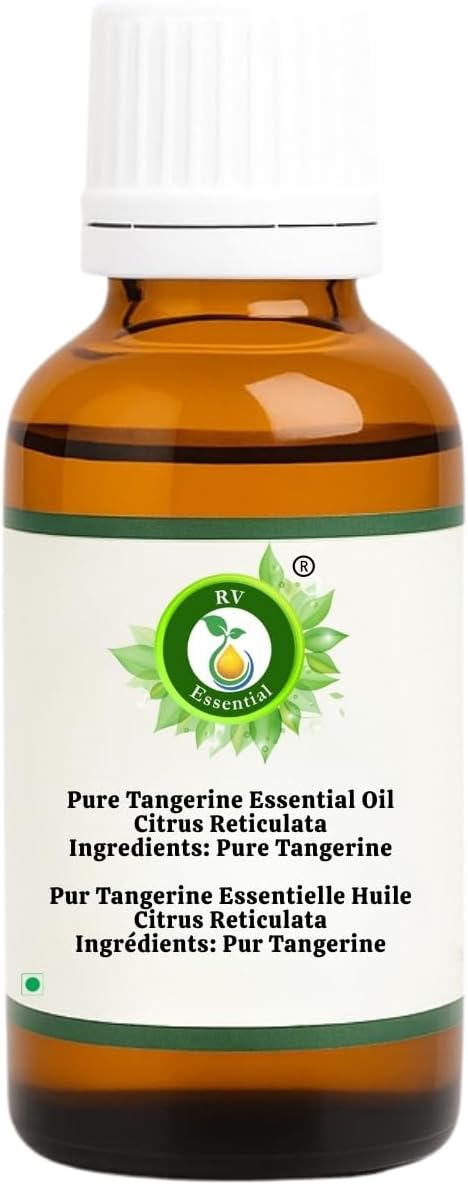 R V Essential Pure Tangerine Essential Oil 5ml (0.169oz)- Citrus Reticulata (100% Pure and Natural Therapeutic Grade)