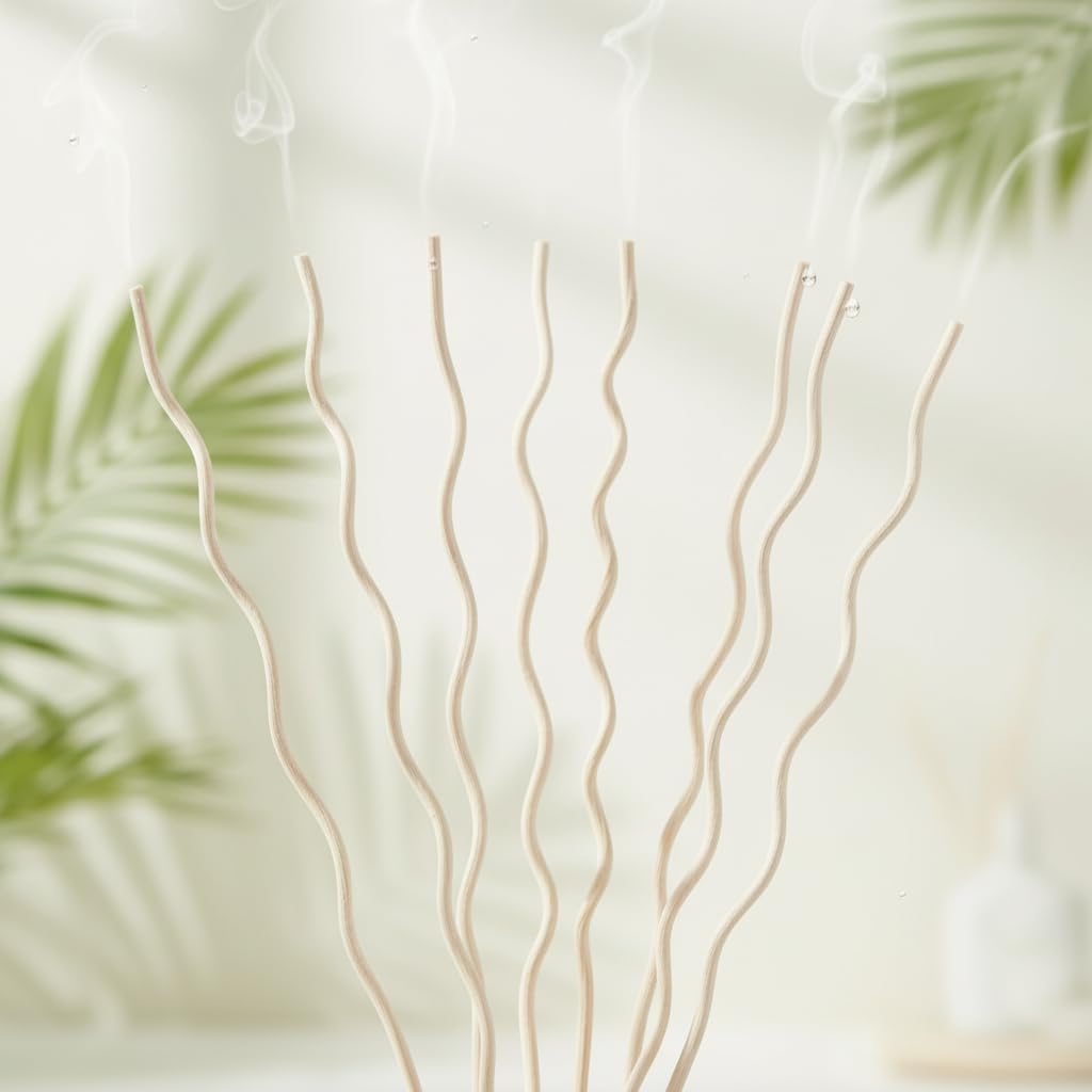 20Pcs Wavy Rattan Reed Diffuser Sticks, Natural Rattan Fragrance Aromatherapy Volatile Replacement Refill Essential Sticks