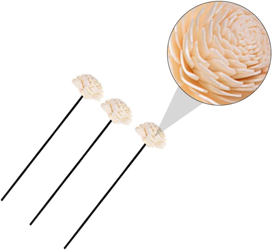 Amosfun Aromatherapy Rattan Reed Diffuser Sticks with Dried Flowers Set for Home Decor and Essential Oil Diffuser Accessories 3 Pieces 7.08X1.96X1.77 Inches