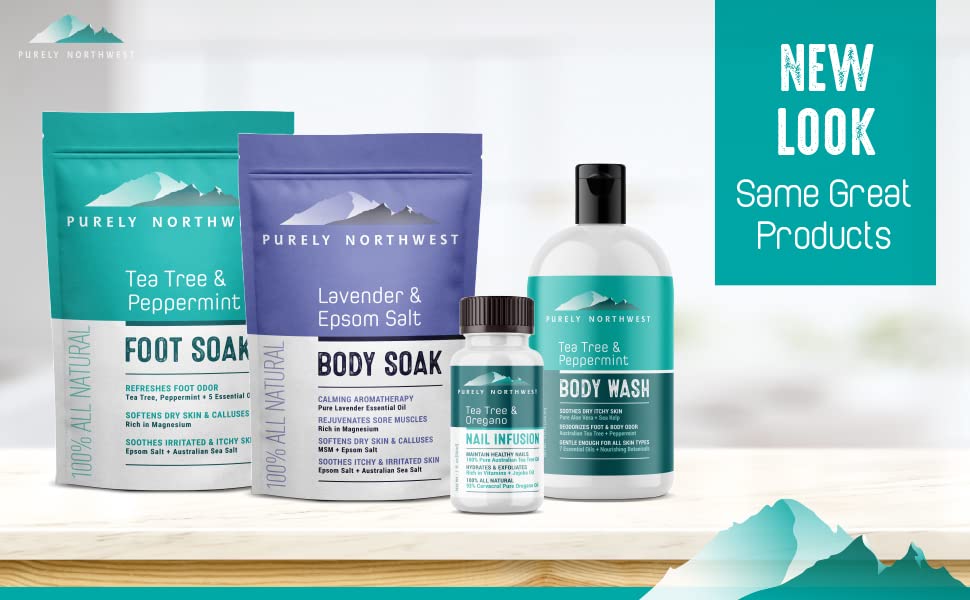Purely Northwest-Tea Tree, Peppermint, MSM & Epsom Salt Foot Soak-for Stubborn Foot Odor, Burning & Itching associated with Athletes Foot- Softens Dry Skin & Calloused Heels-1 Pound