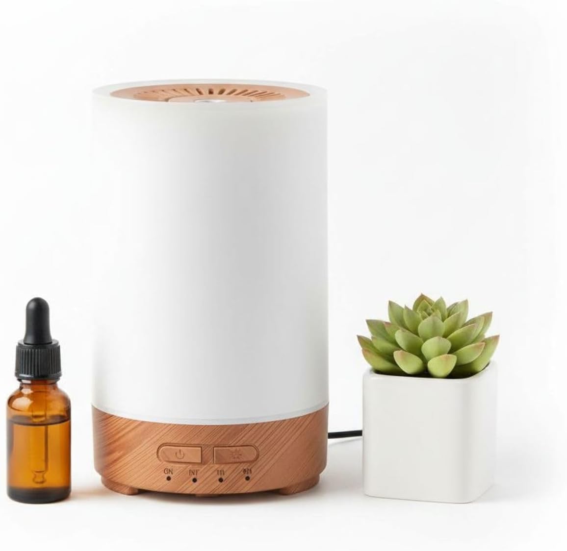 Wood Grain Essential Oil Diffuser, 5.07 oz / 150 ml Ultrasonic Aroma Diffuser, Mini USB Humidifier with 7-Color Lights, Adjustable Mist Mode, Quiet Air Humidifier for Bedroom, Home, Office