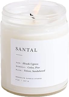 Brooklyn Candle Studio Santal Jar Candle - Luxury Scented Candle, Vegan Soy Wax, Hand Poured in The USA, 50 Hour Slow Burn Time - 7.5oz