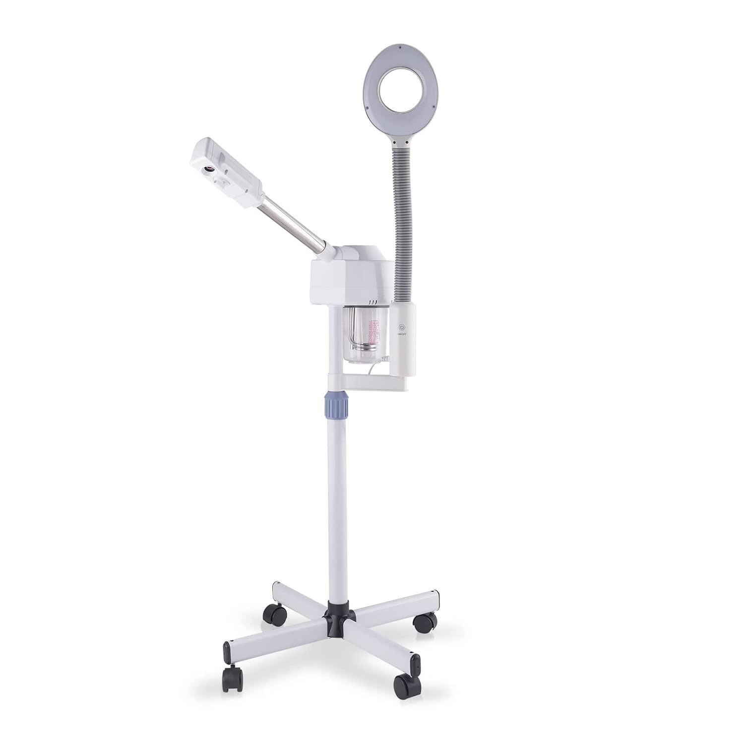 2 in 1 Professional Facial Steamer with 5X Magnification Lamp, Beautician Steamer Facial Spa, Hot Ionic Mist Face Steamer for Home Beauty Salon, Personal Skin Care Deep Cleaning, White