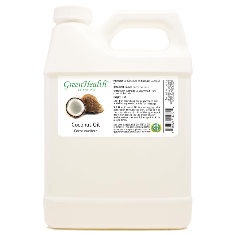 Coconut (Fractionated) Oil - 100% Pure & Natural - 32 Fl Oz (946 ml) - GreenHealth