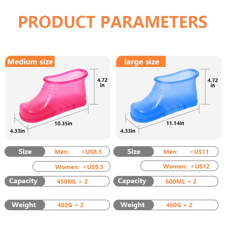 Massage Foot Bath Shoes Portable Feet Soaking Tub, Movable Foot Soaker Pedicure Feet Spa Basin for Thermal Massage to Promote Blood Circulation (Medium, Red)