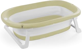 Dolu Nuve Foldable Baby Bathtub, Collapsible Infant and Toddler Bath Tub with Non Slip Feet, Portable Design for Bathroom or Travel, Eco Green