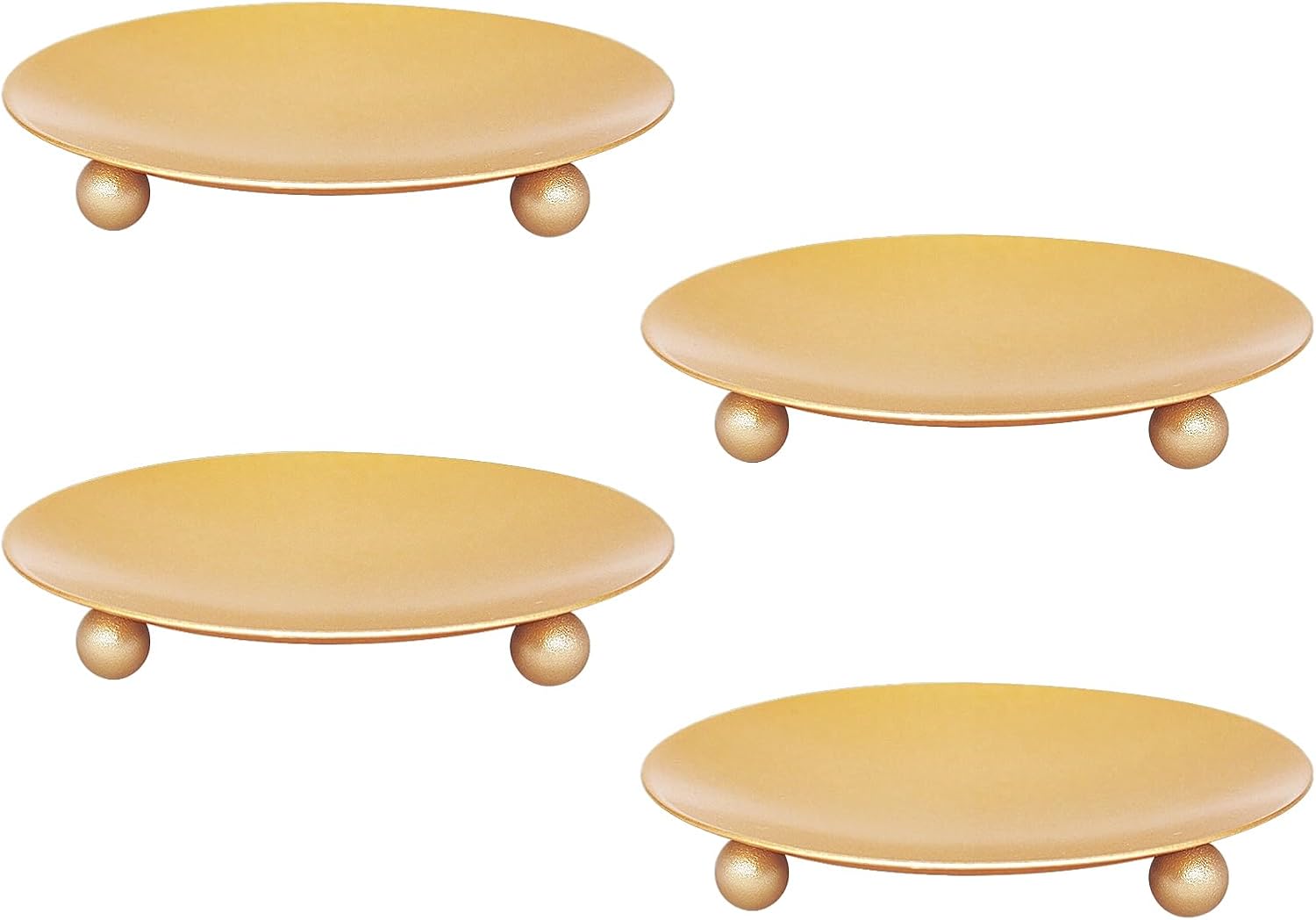 Candle Holder Decorative Iron Plate,Candle Stand for LED & Wax Candles,Spa,Bathroom,Weddings,4.33x0.78inch,Set of 4 (Gold)