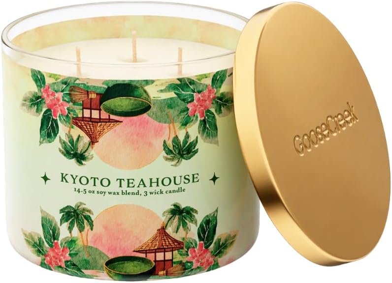 Goose Creek Kyoto TEAHOUSE 3-Wick Scented Candle – Green Tea & Matcha Fragrance – 14.5 oz