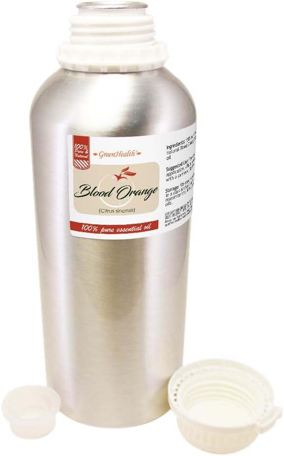 Blood Orange Essential Oil – 32 fl oz (946 ml) Aluminum Bottle w/Plug Cap – 100% Pure Essential Oil – GreenHealth