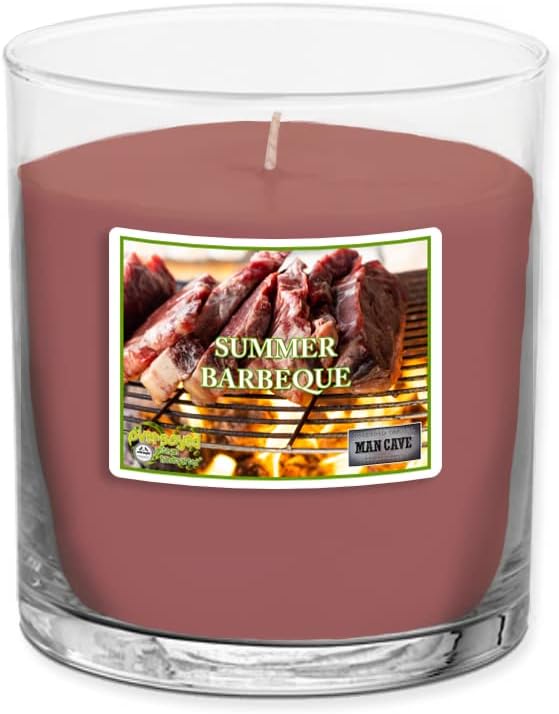 Summer Barbeque Man Cave Hand Poured Soy Tumbler Candle - 8 oz Beef Barbecue Meat Scented - Handmade in The USA