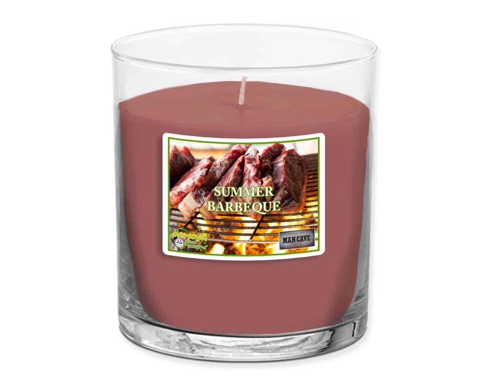 Summer Barbeque Man Cave Hand Poured Soy Tumbler Candle - 8 oz Beef Barbecue Meat Scented - Handmade in The USA