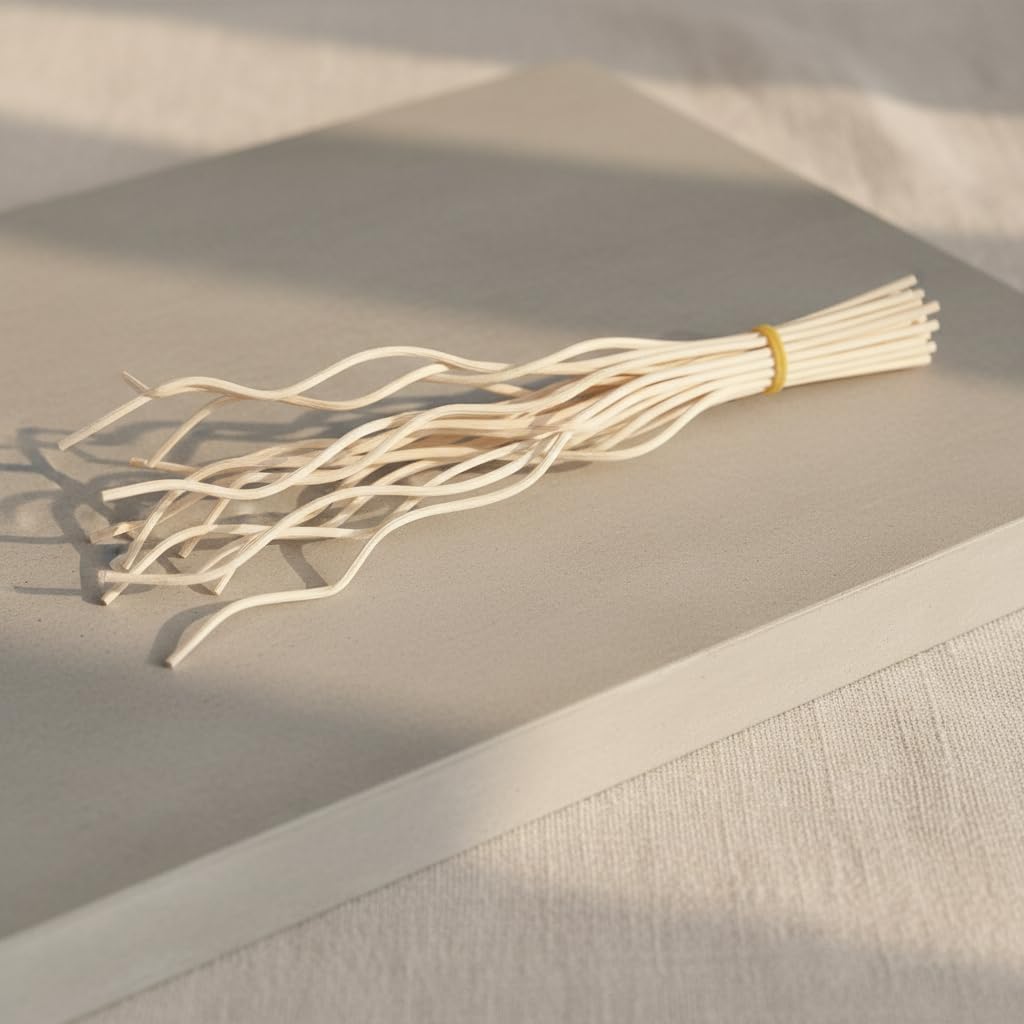 20Pcs Wavy Rattan Reed Diffuser Sticks, Natural Rattan Fragrance Aromatherapy Volatile Replacement Refill Essential Sticks