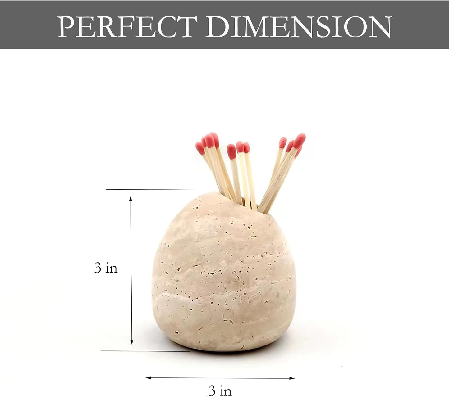 Travertine Match Holder Toothpick Holder Cute Beige Matches Jar Matchstick Holder/ 3x3x3 / Matches NOT Included