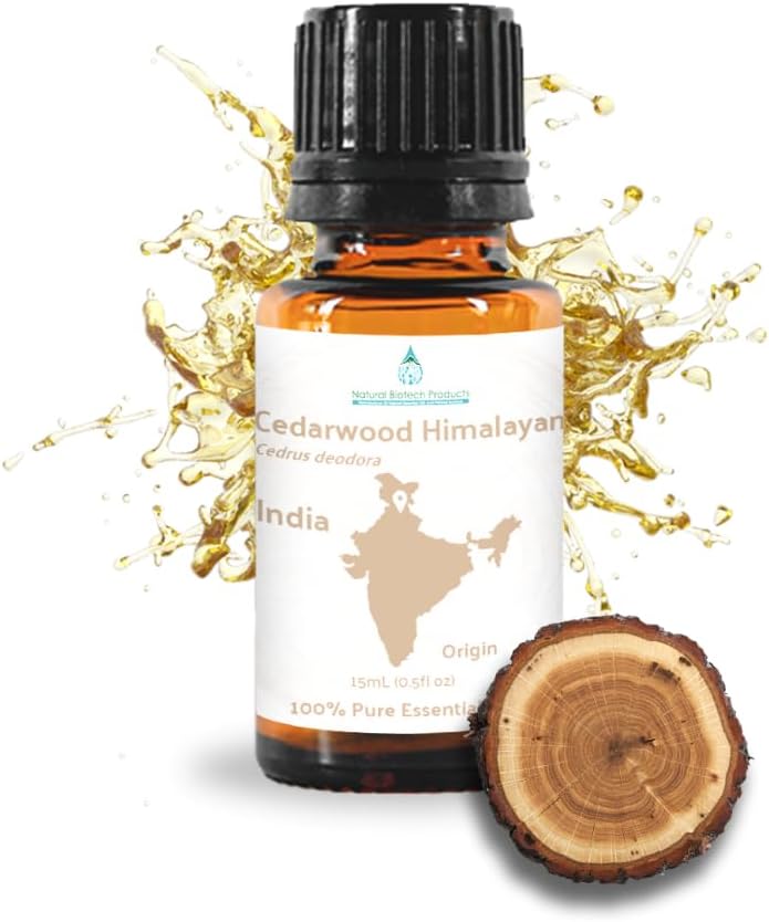 Cedarwood Himalayan Essential Oil - 100% Pure Steam Distilled Natural Cedarwood Himalayan Oil (Aceite de Cedro) from Natural Biotech NBT India for Aromatherapy & DIY Projects - 15ml