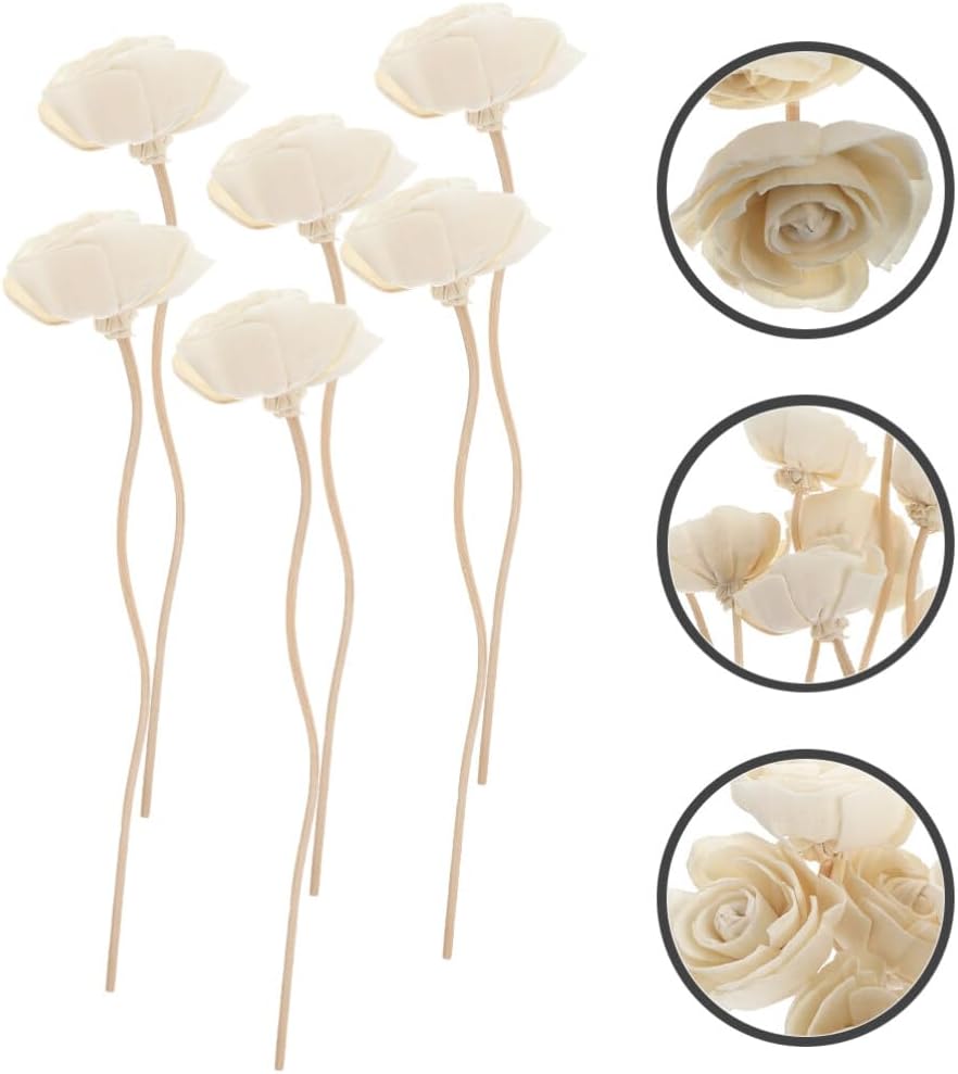 6pcs Aromatherapy Rattan Diffuser Sticks Essential Oil Diffuser Fragrance Diffuser Aroma Diffuser Aroma Flower Rattan Sticks Aroma Sticks Aroma Bottle Accessory oiling Rose Refill