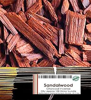 Sandalwood, Frankincense, Egyptian Musk, Mango Butter, Nag Champa, Rain - Premium Choice Natural Incense by Oakland Gardens (100 x Sandalwood Incense)