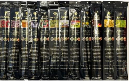 Incensation Premium Incense Sticks, 11 Inch Length, Assorted Fragrances, 10 Pack