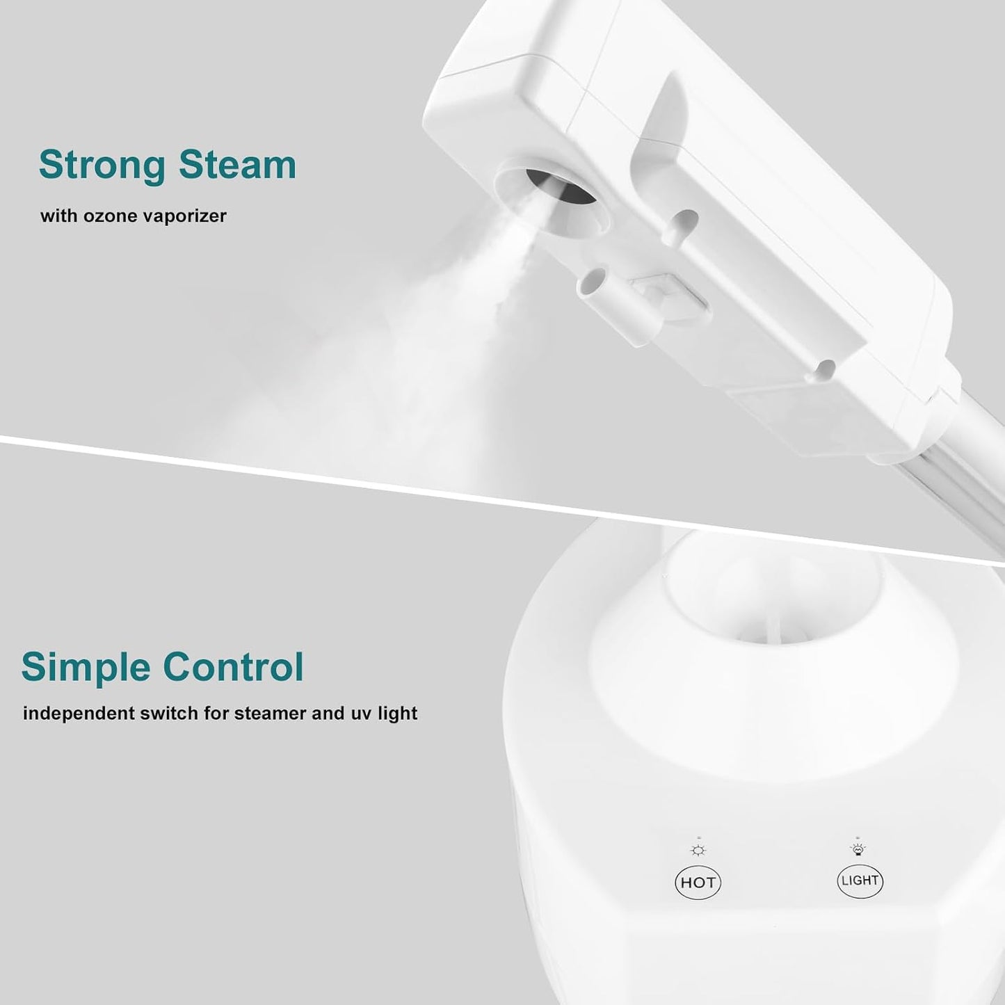 2 in 1 Professional Facial Steamer with 5X Magnification Lamp, Beautician Steamer Facial Spa, Hot Ionic Mist Face Steamer for Home Beauty Salon, Personal Skin Care Deep Cleaning, White