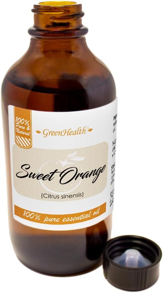 Sweet Orange – 4 fl oz (118 ml) Glass Bottle w/Cap – 100% Pure Essential Oil – GreenHealth