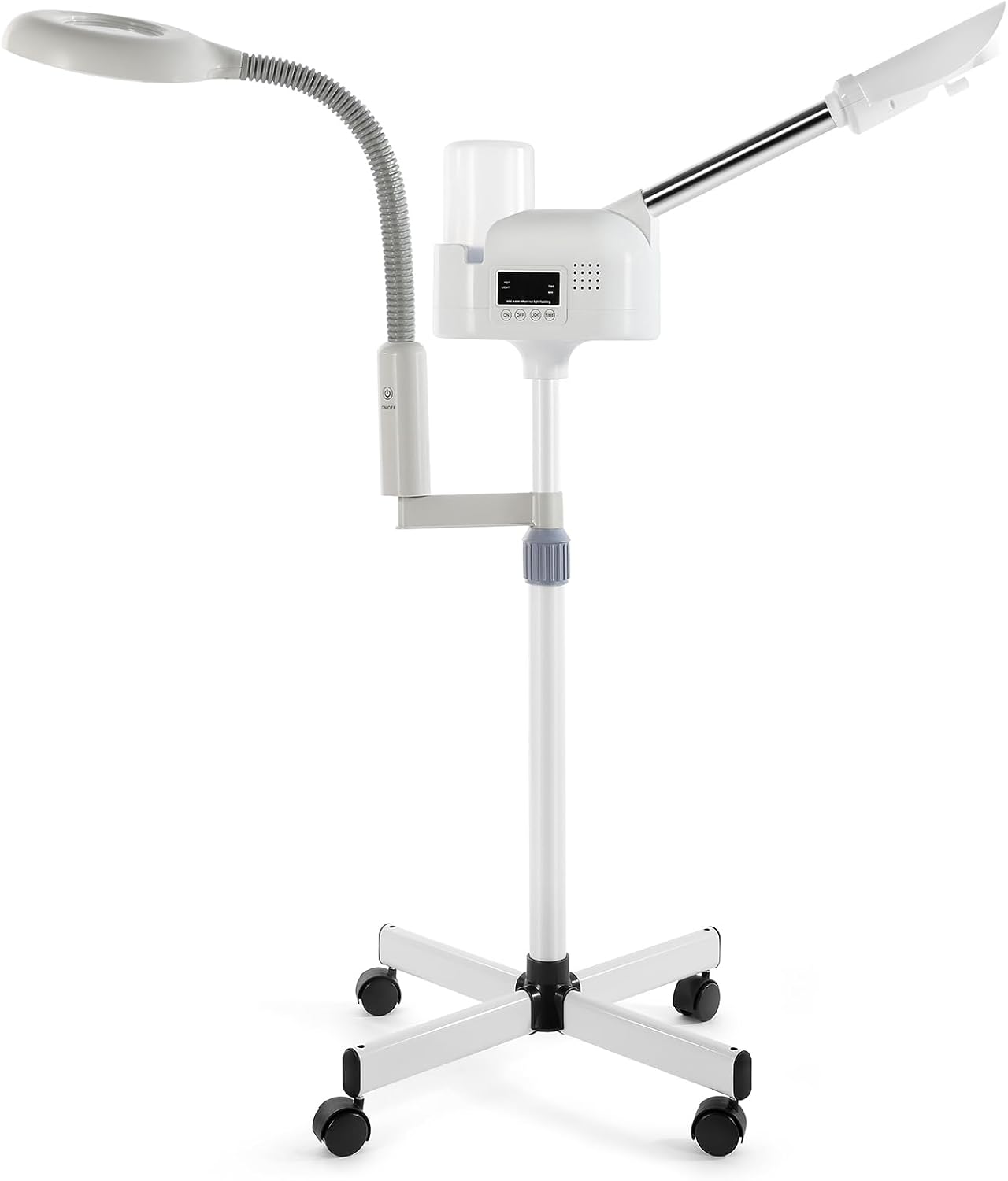 Professional Facial Steamer 2 in1 Steamer for Face 5X LED Magnifying Lamp Facial Steamer for Esthetician Beauty Face Equipment Use at Home or Salon（White）