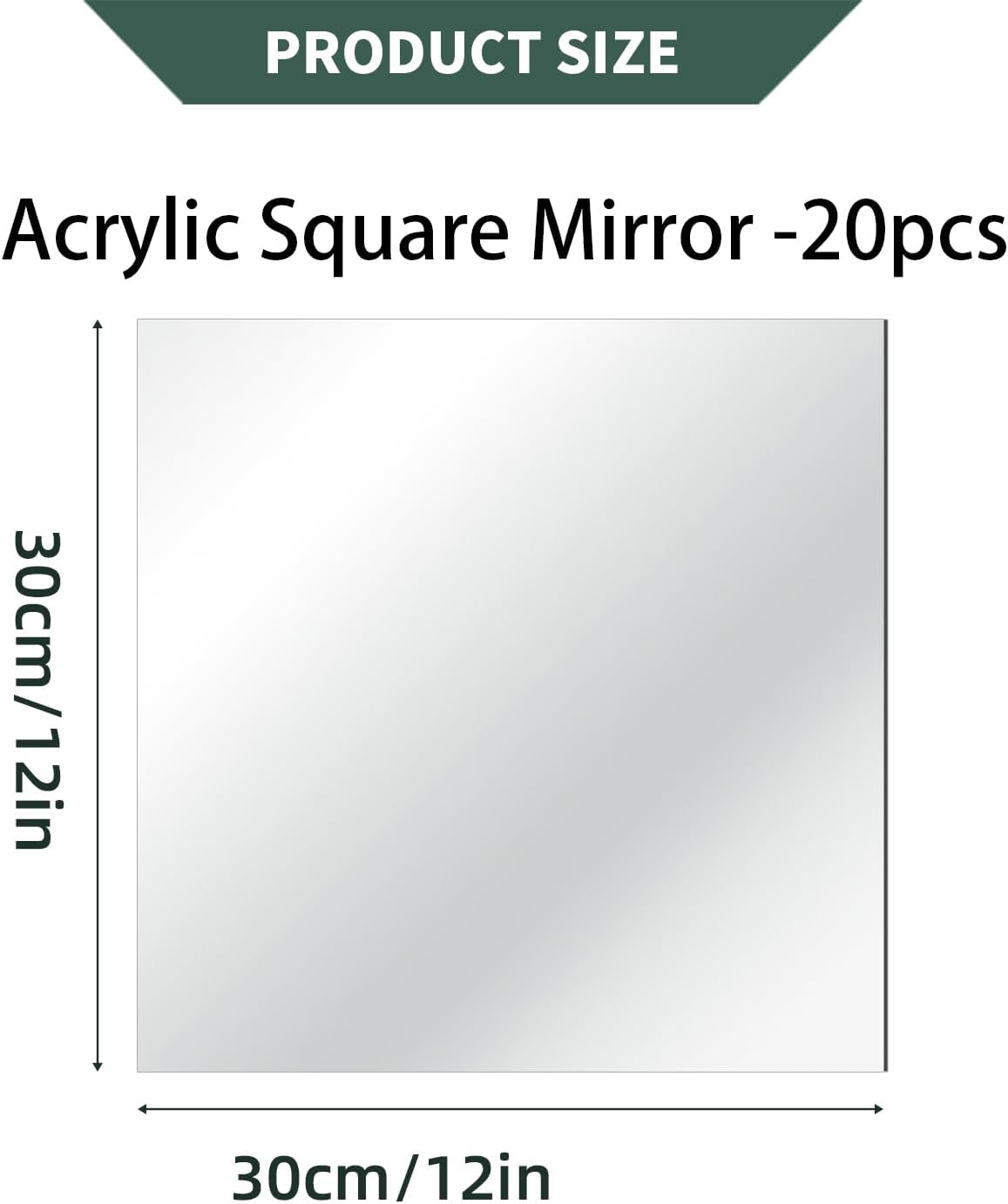 20PCS Acrylic Square Mirror Centerpieces for Tables,12" Bulk Mirrored Trays Candle Holder Plate Acrylic Mirror Tiles for Wedding Birthday Christmas Party Table Decorations, Craft (12inch)